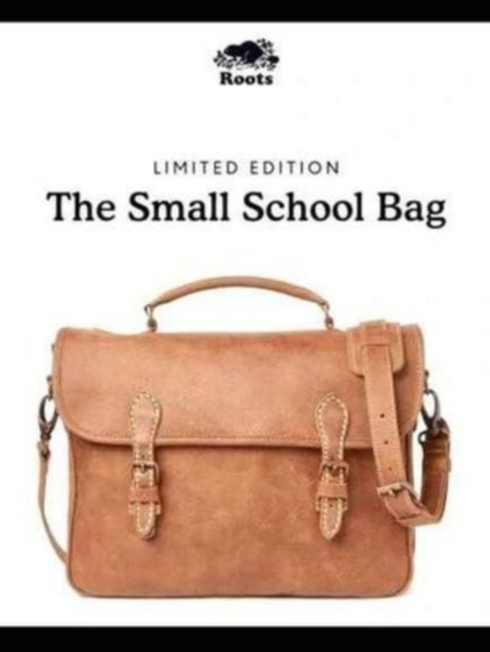Roots Leather Small School Satchel Bag Brown